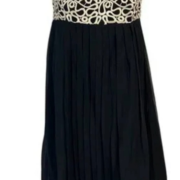 NWT!  Silk Lilly Pulitzer Black and Gold Mini Pleated Strapless Dress - Picture 3 of 7